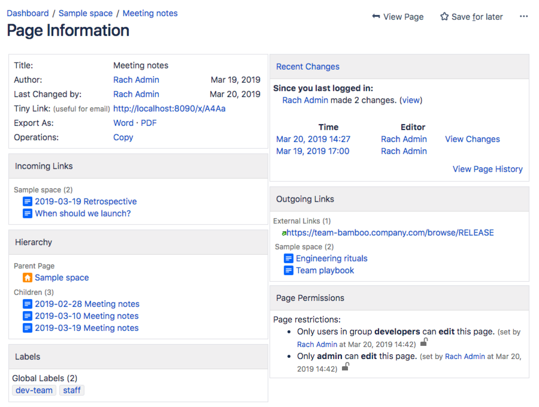 View Page Information Confluence Data Center And Server 8 6