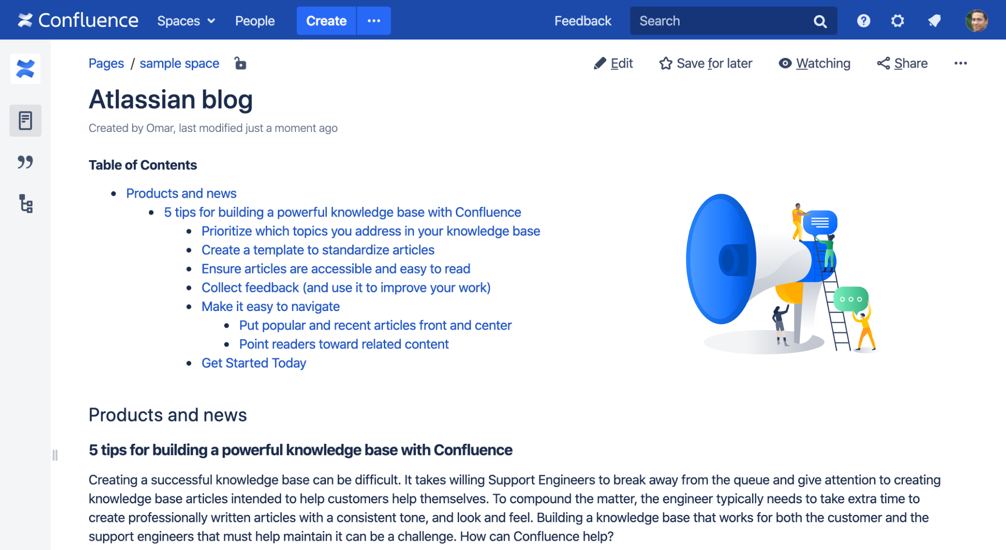 how to use confluence table of contents macro