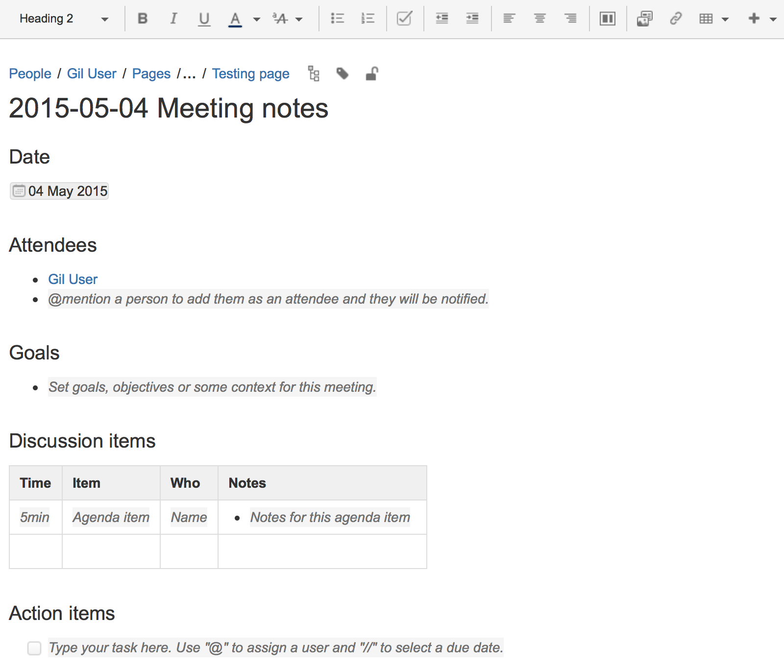 Meeting Notes Blueprint  Confluence Data Center and Server 23.23 For Template For Meeting Notes