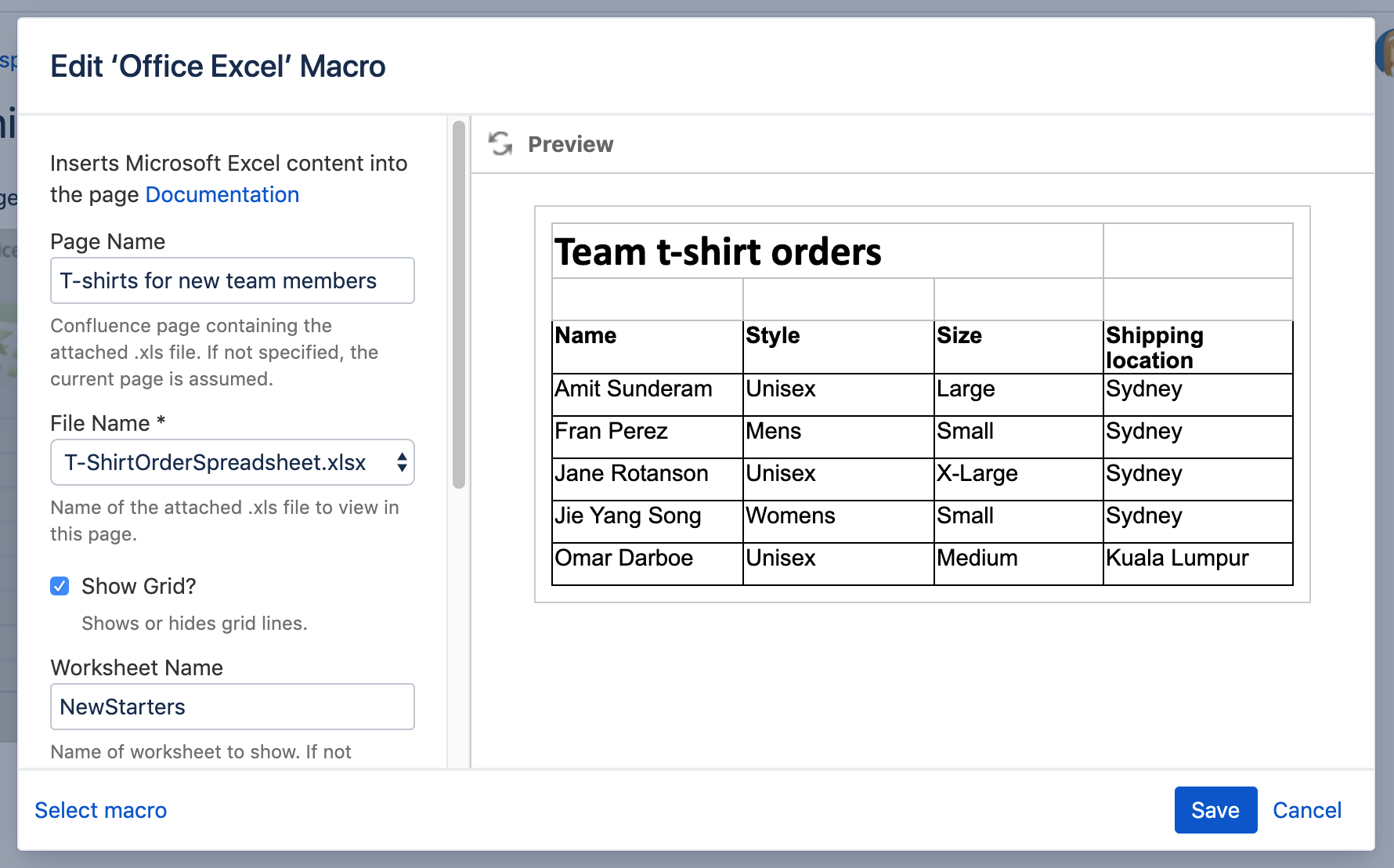 Office Excel Macro Confluence Data Center And Server 7 14 Atlassian Documentation