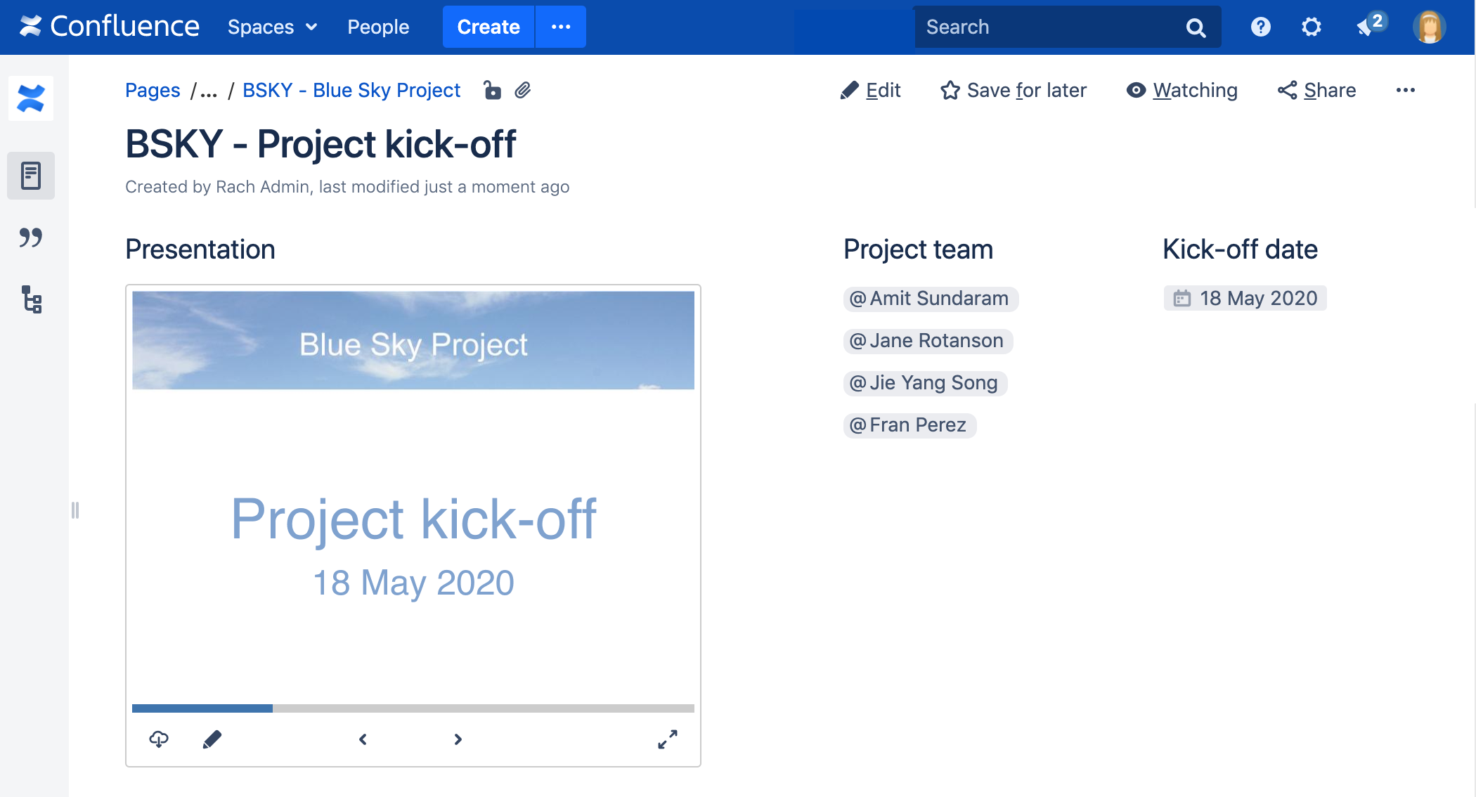 how to create presentations in confluence