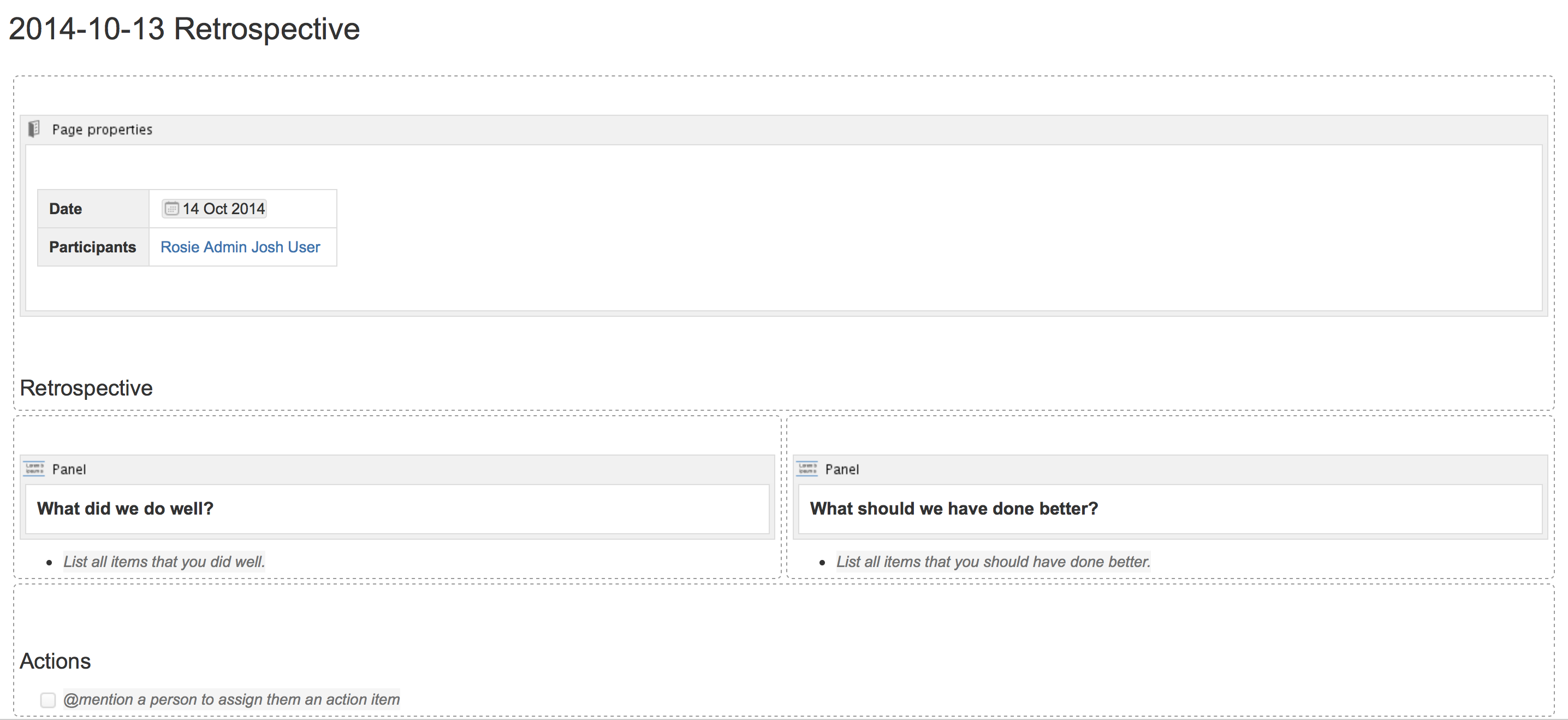 Retrospective Blueprint Confluence Data Center 8.9 Atlassian