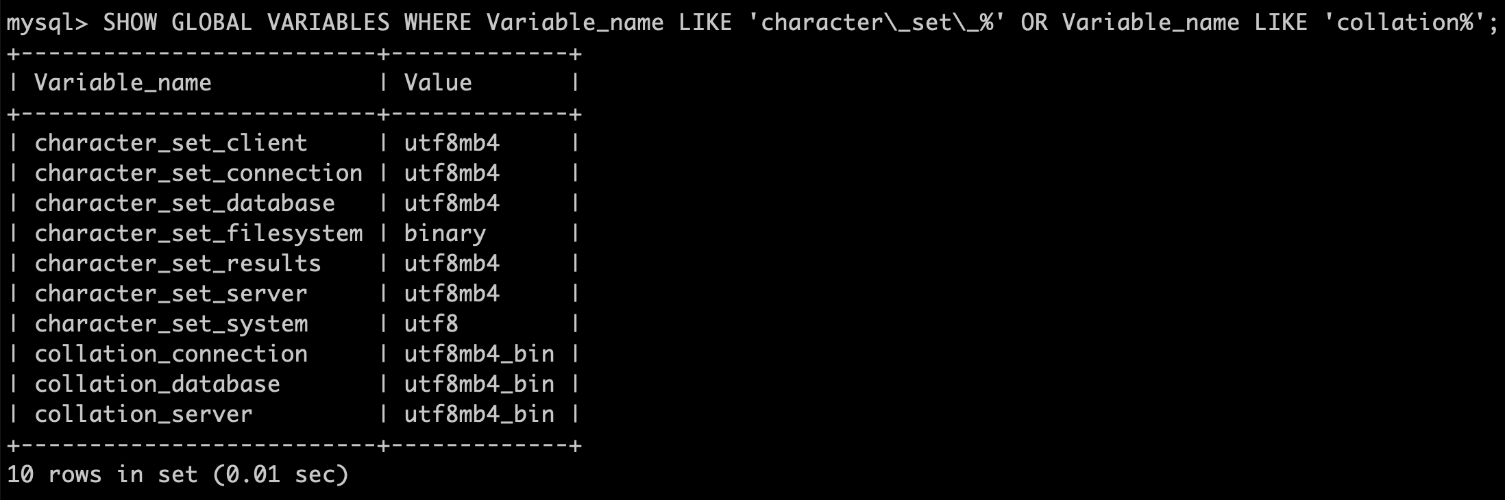 Mysql collation. Таблица character Set. MARIADB MYSQL.