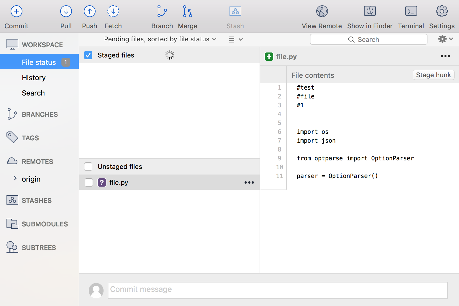 git commands mac for editing files