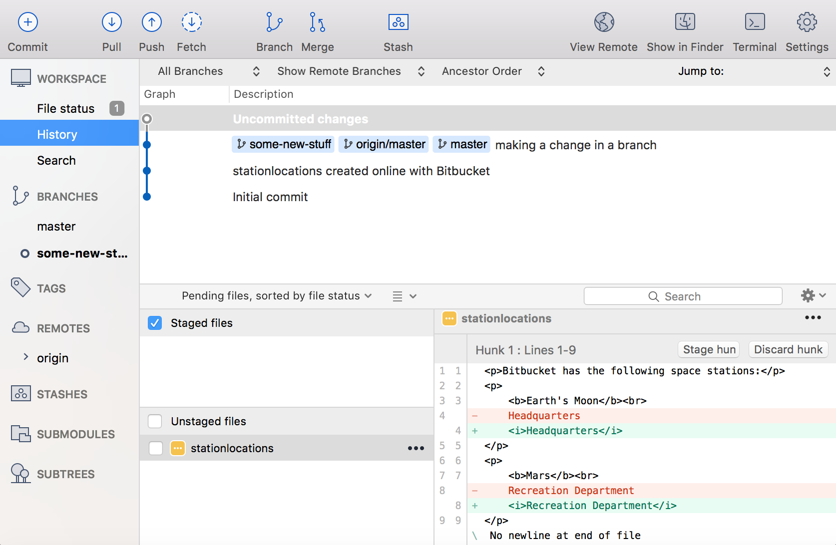 git change branch and reset files