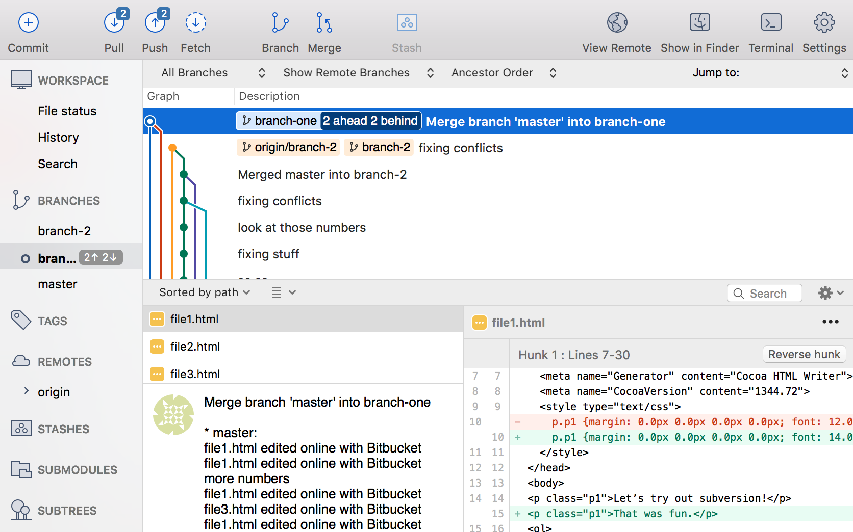 Merge Changes From One Branch To Another (Git) | Sourcetree | Atlassian  Documentation