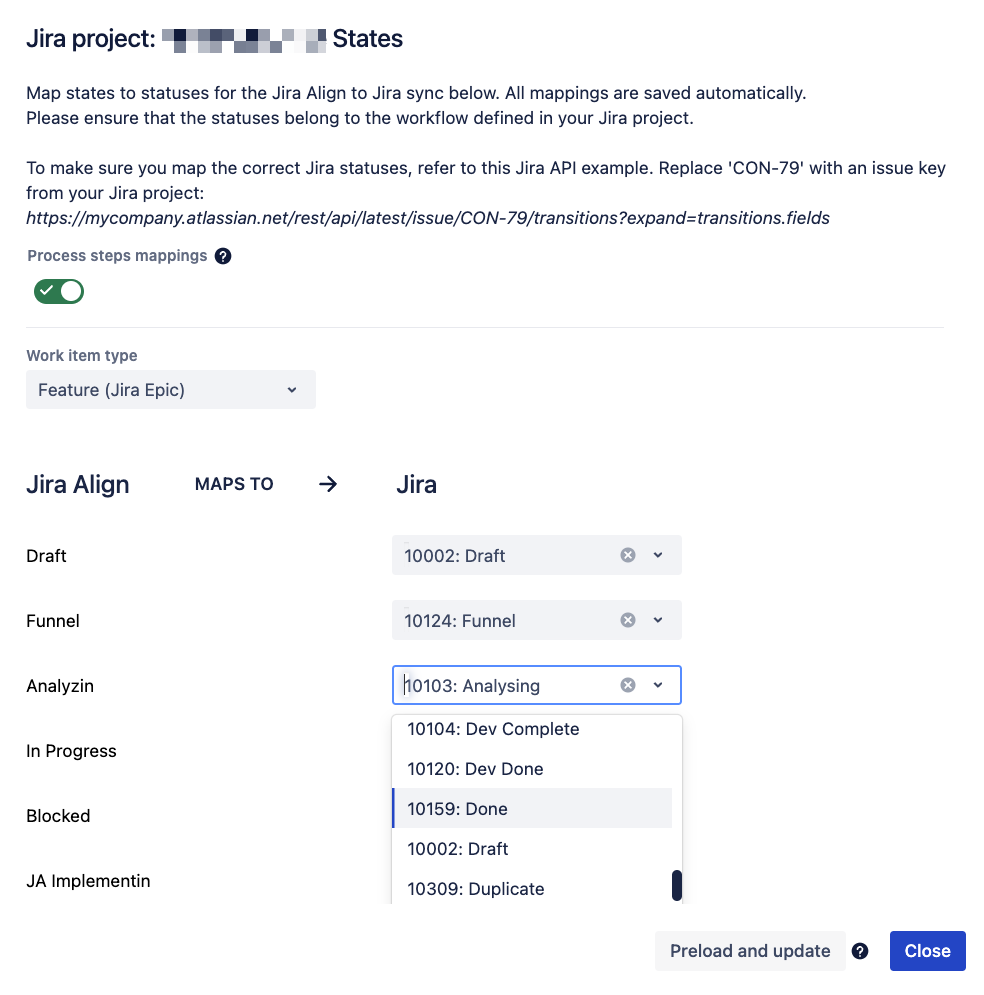 Mapping States, Process Steps, and Statuses between Jira Align and Jira ...