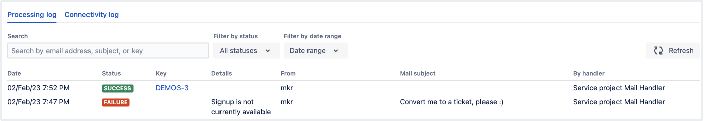 Processing log