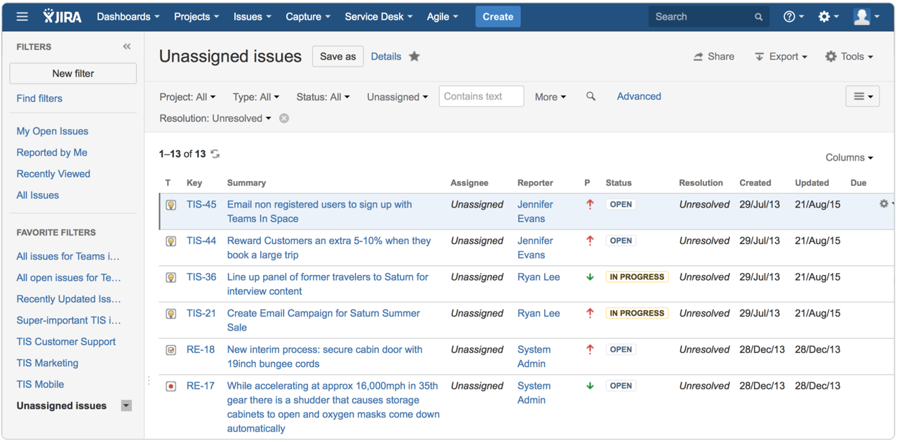 System Dashboard - Jira