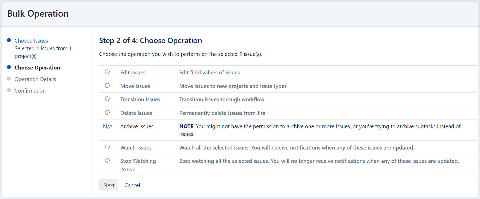 Editing multiple issues at the same time Jira Core Data Center and