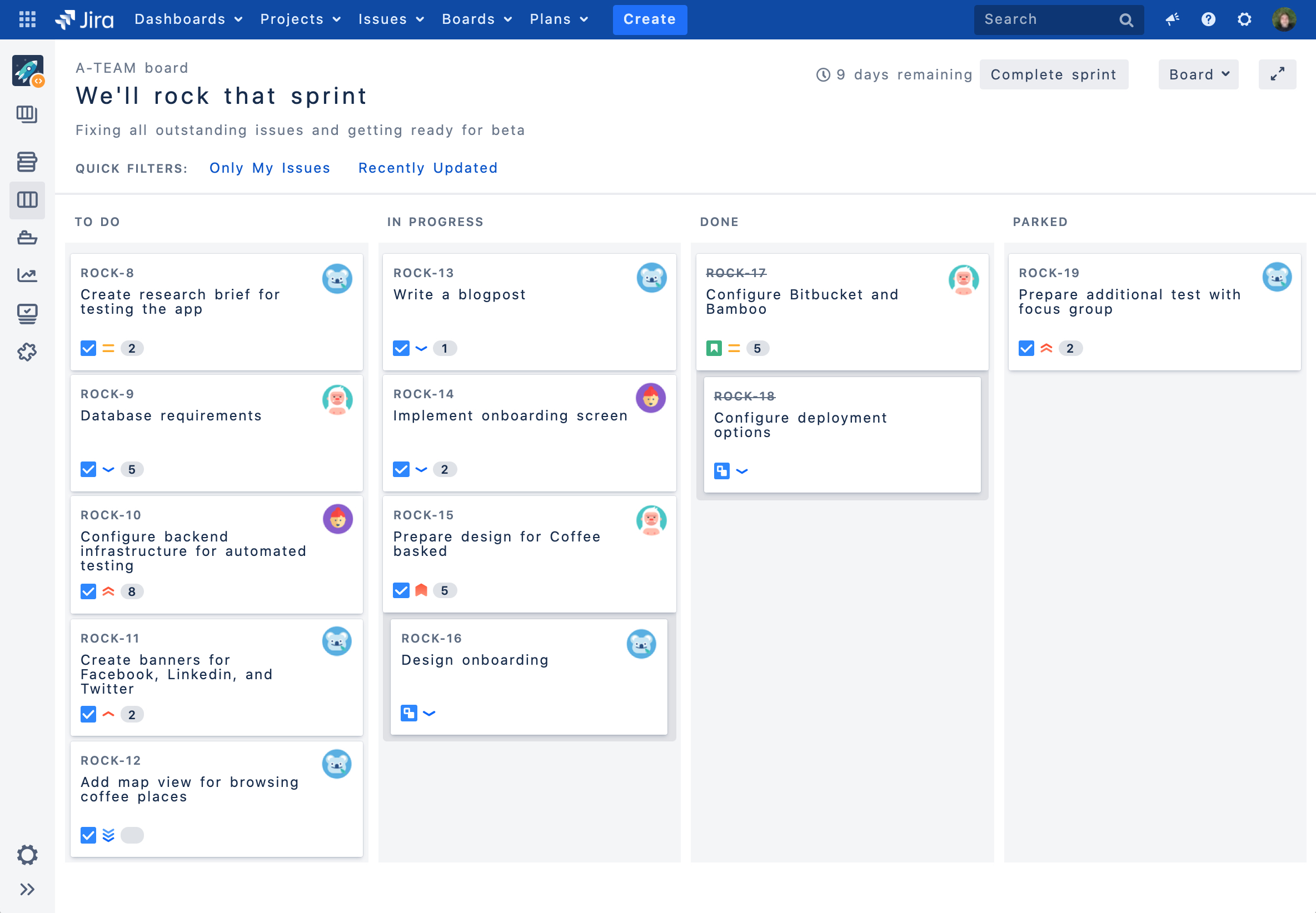 Increased text spacing shown on issues on a Jira board.