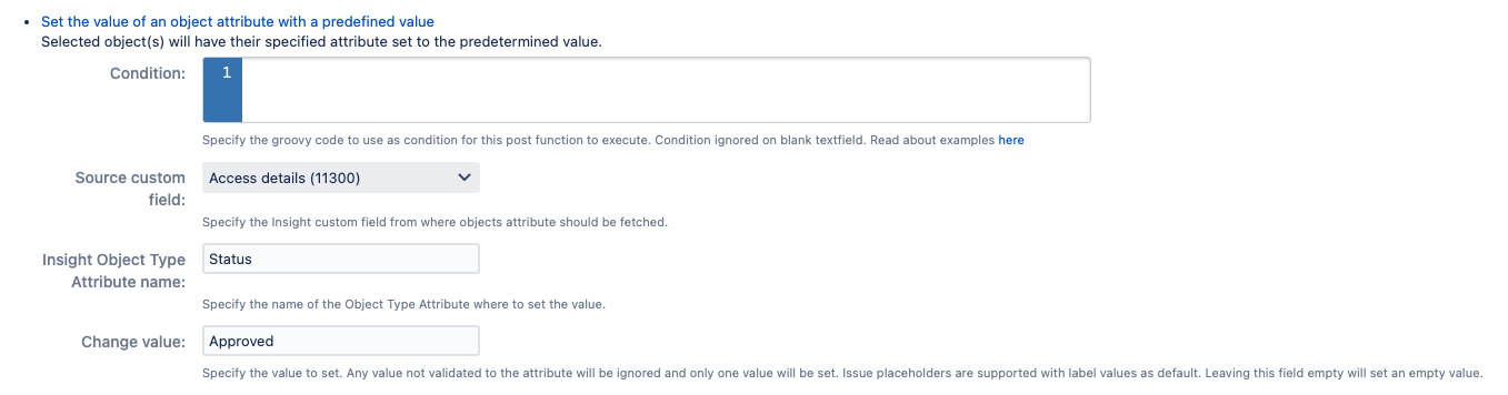 How to update an object attribute value via workflow transition | Jira ...