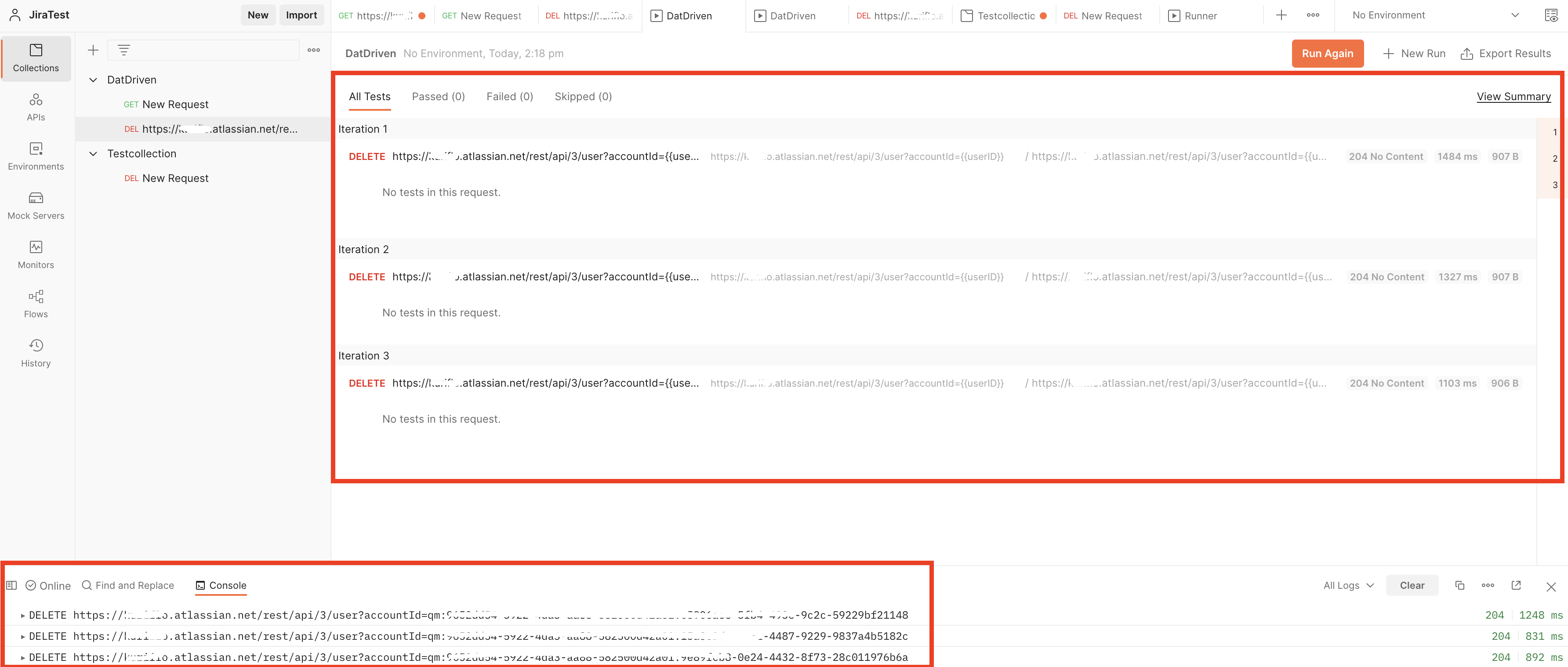 Bulk delete users and customers using Postman and CSV file, Jira