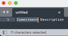 11 characters selected. the highlighted string is the word commitment as before, but now includes the hidden character.