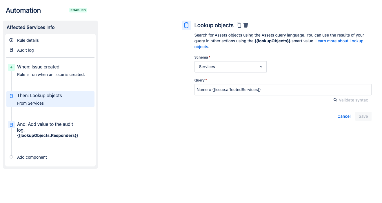 Use additional data from the Affected Services field in automation ...