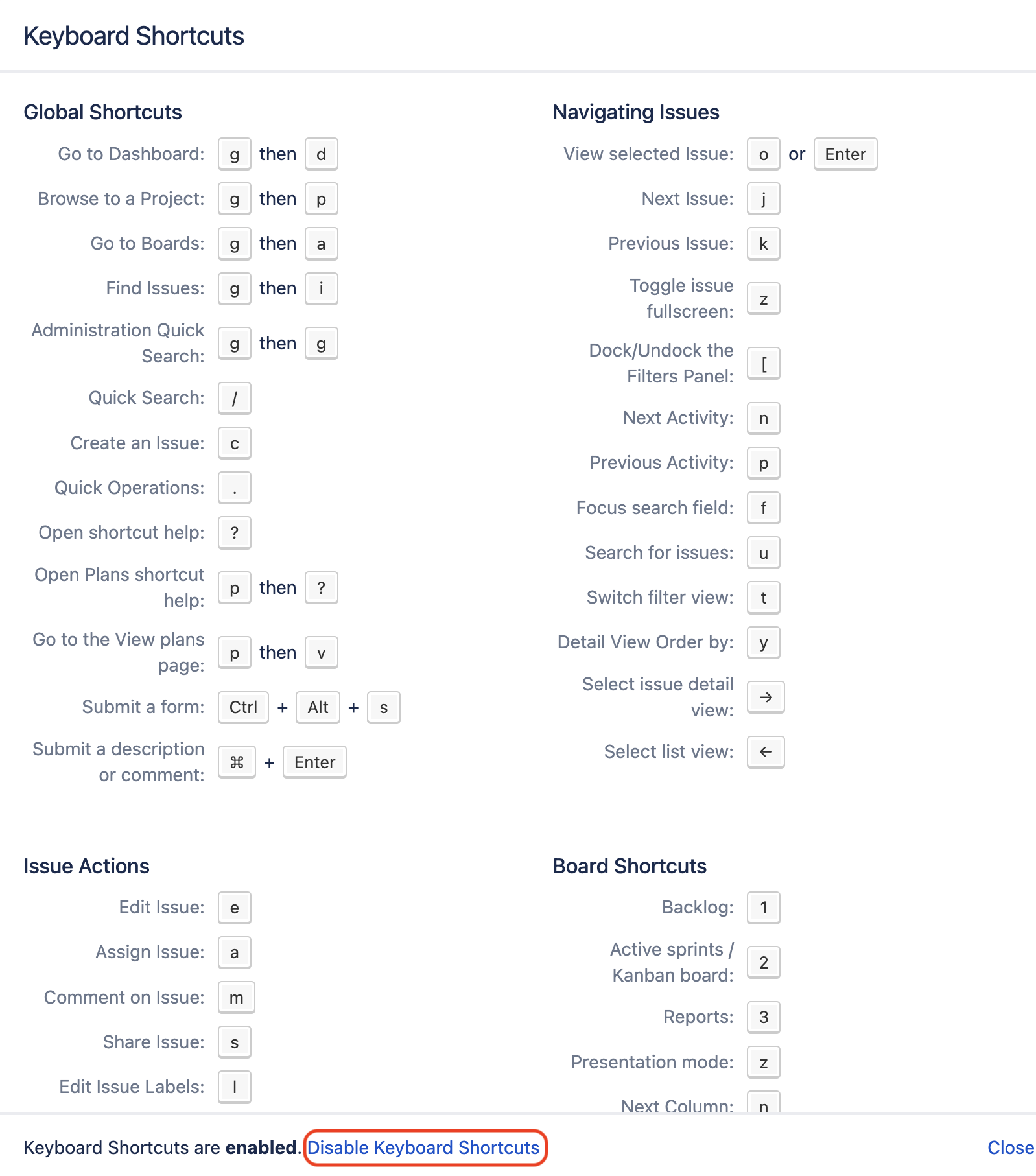 How to disable keyboard shortcuts in Jira | Jira | Atlassian Documentation