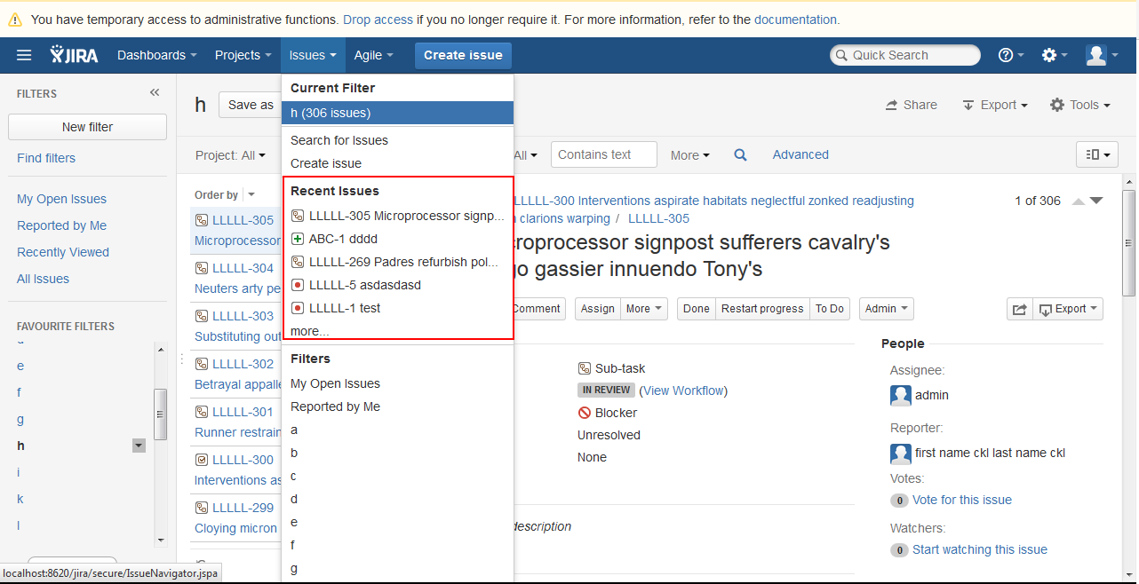 How to customise number of "filters" and "recent issues" on JIRA