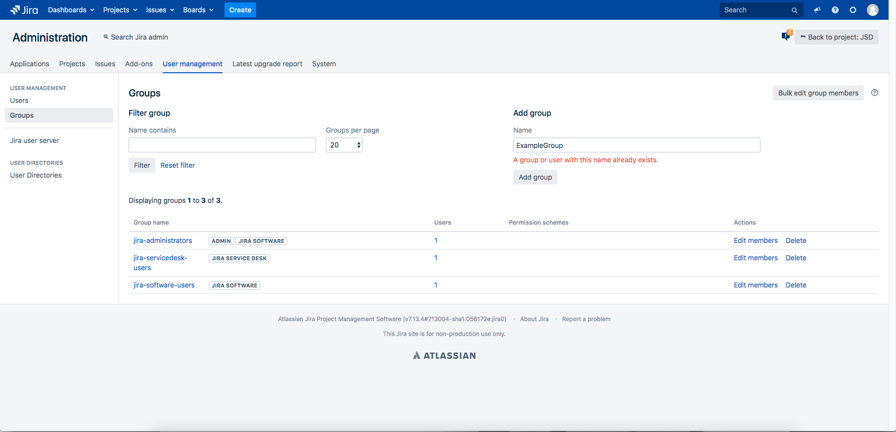 Unable To Add A New Group Due To Error A Group Or User With This Name Already Exists Jira Atlassian Documentation