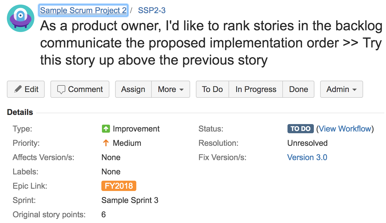 jira taskboard rows for story