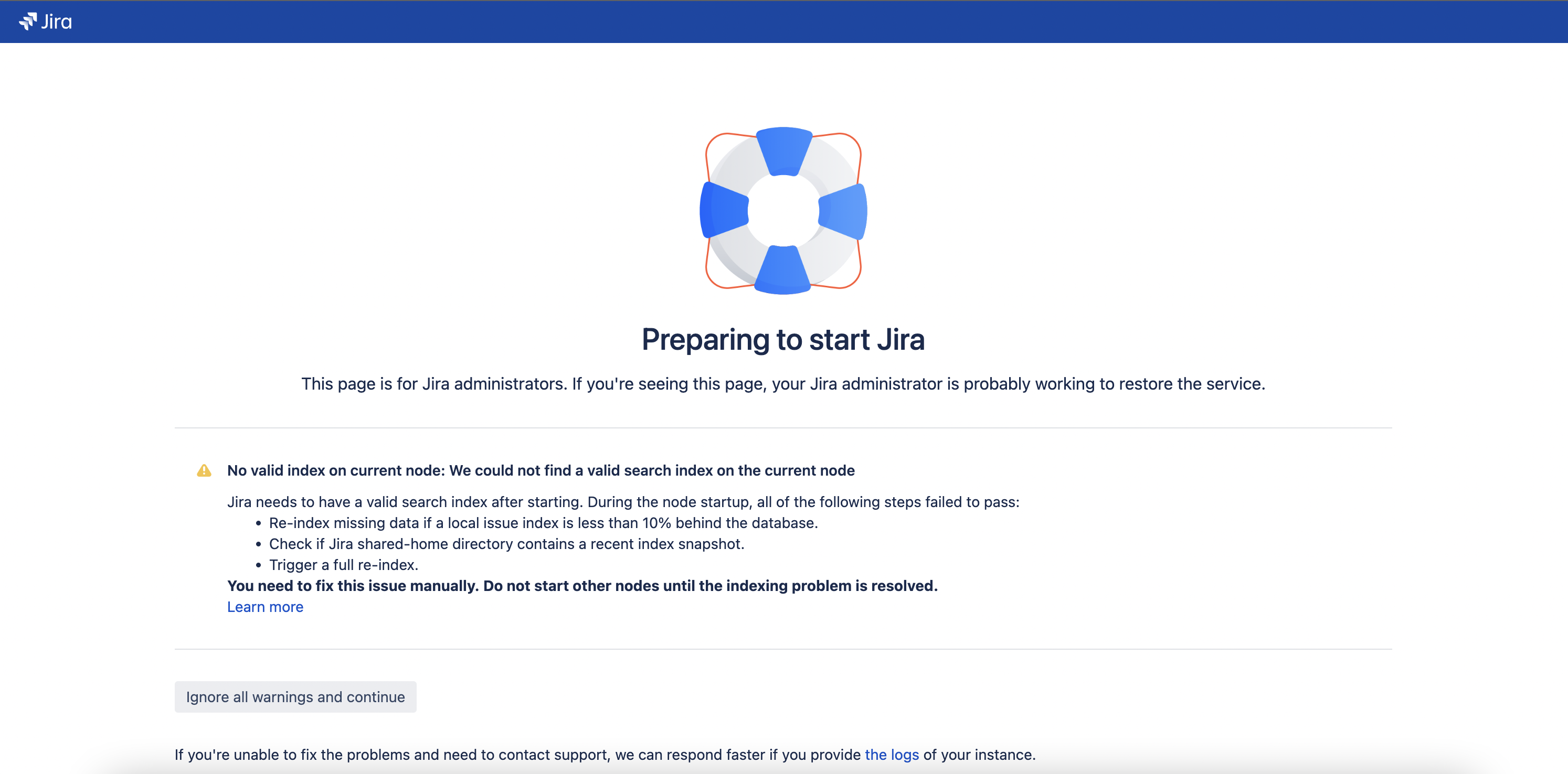 Jira startup screen