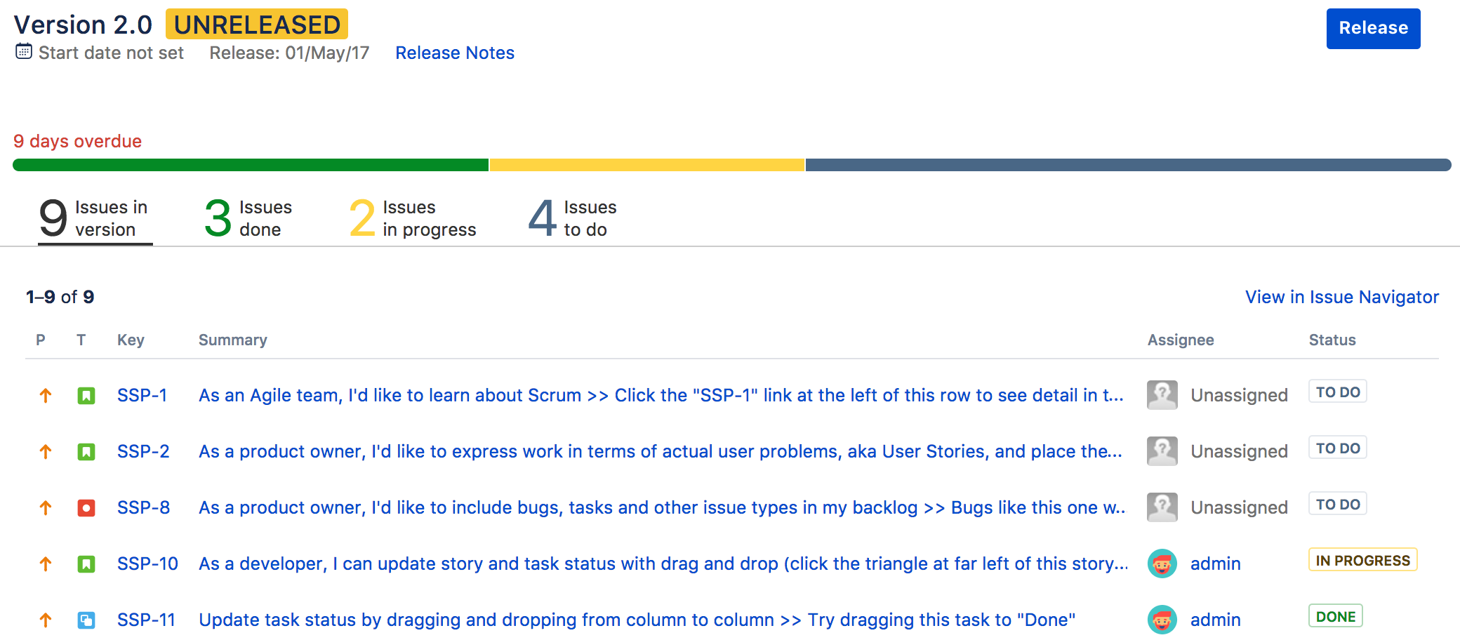 Check the progress of a version | Jira Software Cloud | Atlassian Support