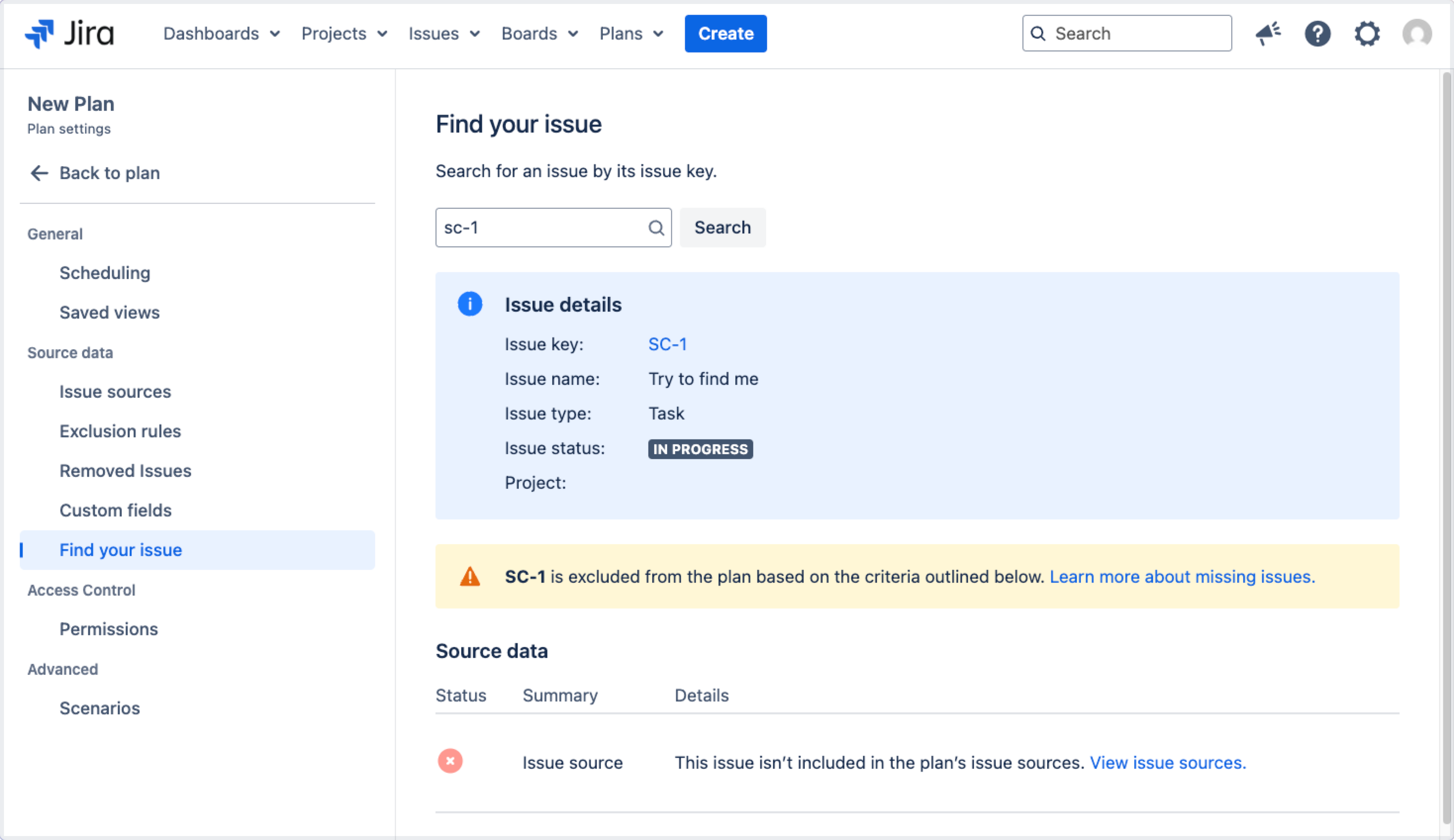 Image of a found issue in the find your issue feature