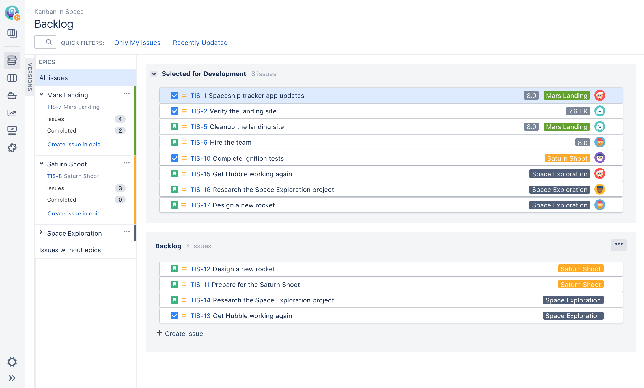 カンバン プロジェクトでエピックを管理する Jira Software Data Center および Server 8 19 アトラシアン製品ドキュメント