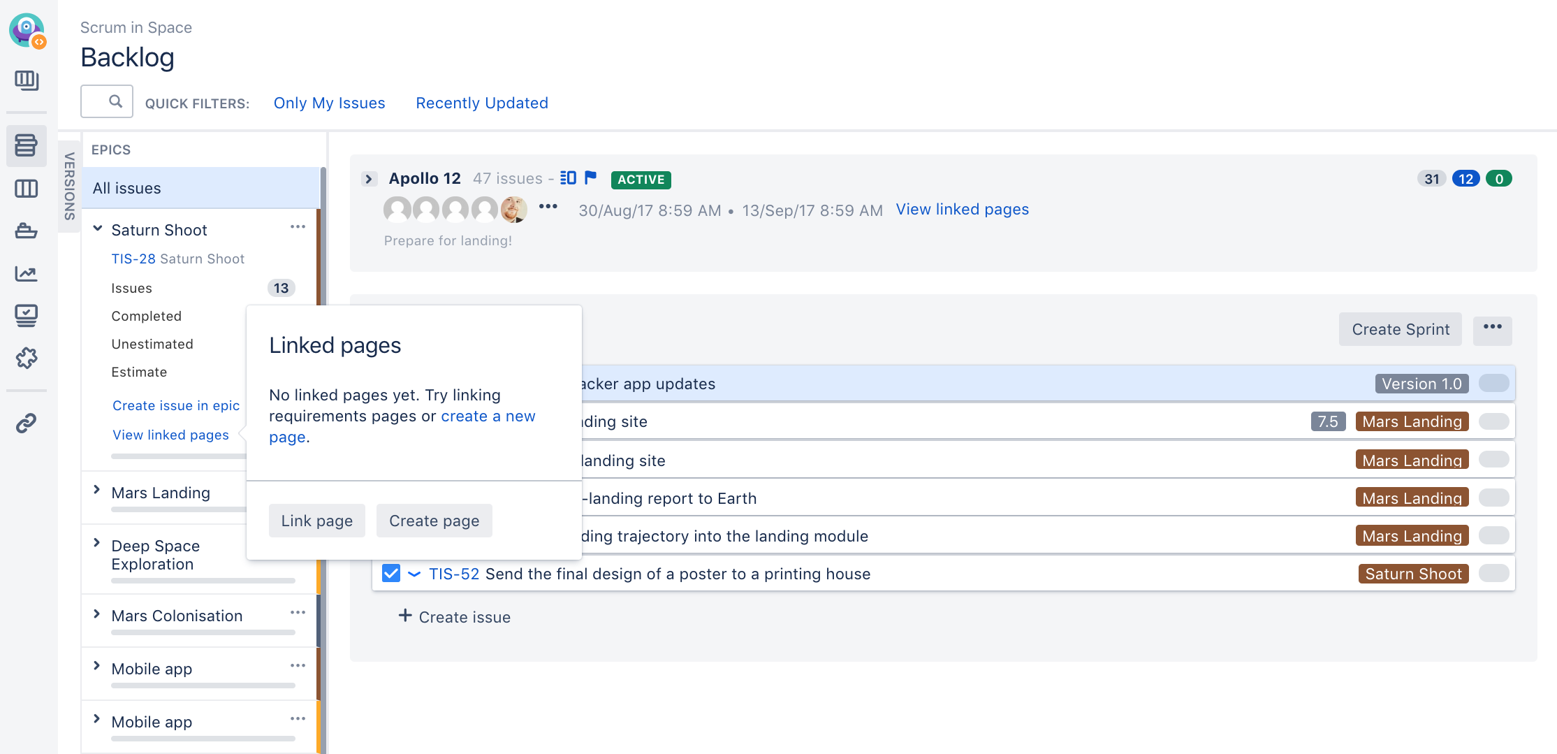 Linking A Confluence Page To An Epic Jira Software Data Center And Server 8 15 Atlassian Documentation