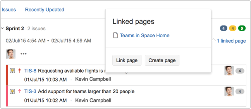 Linked pages dialog.