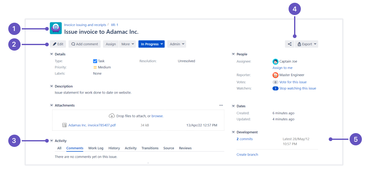 Full issue view in Jira Software