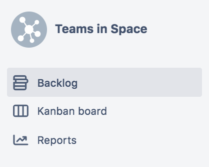 Project sidebar for a cross-project board. The only items are Backlog, Board, and Reports.