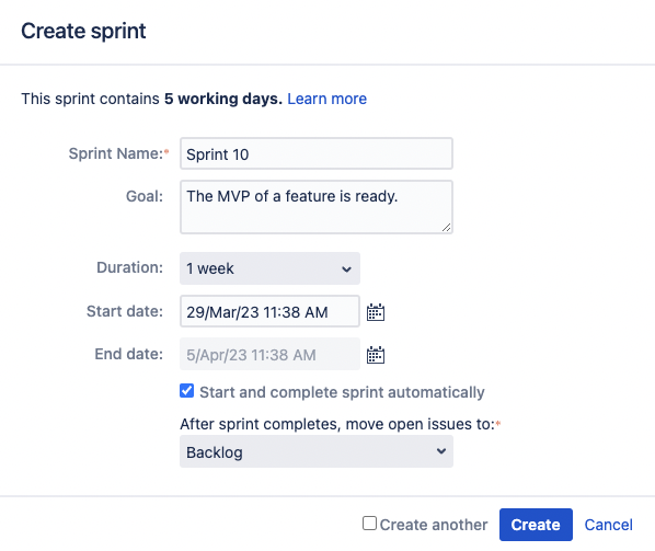 Auto-managed sprint settings