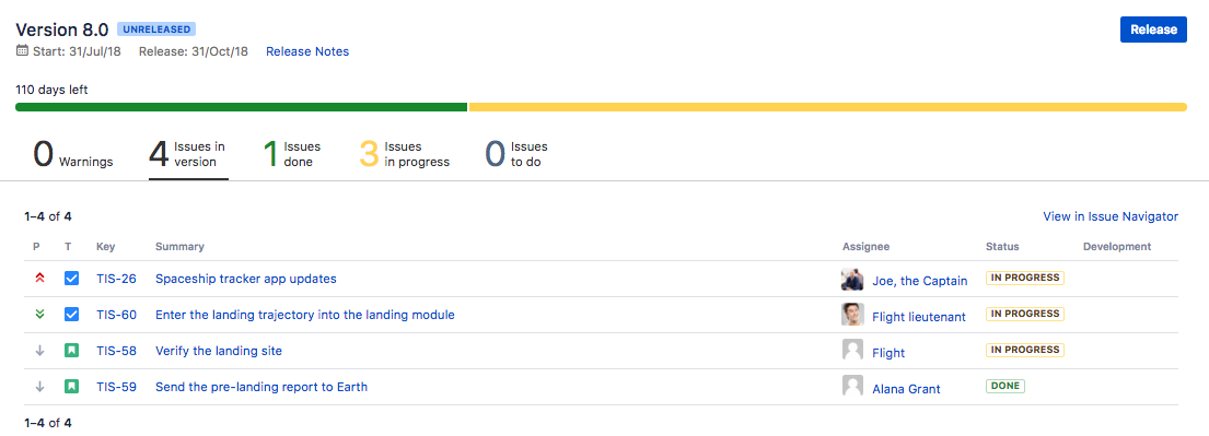 リリースの一覧が表示されたリリース ページ。 リリースの一覧が表示されたリリース ページ。