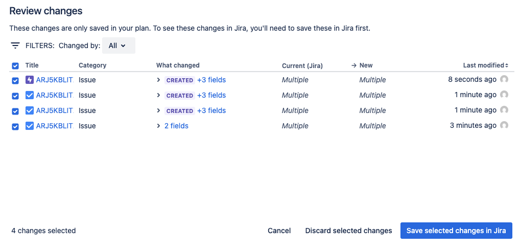 Advanced Roadmaps の変更確認モーダル Advanced Roadmaps の変更確認モーダル