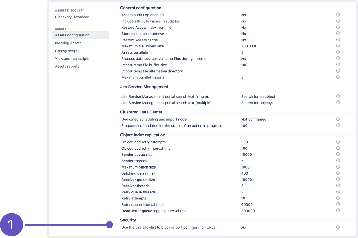 Setting under security section of the Assets configuration page