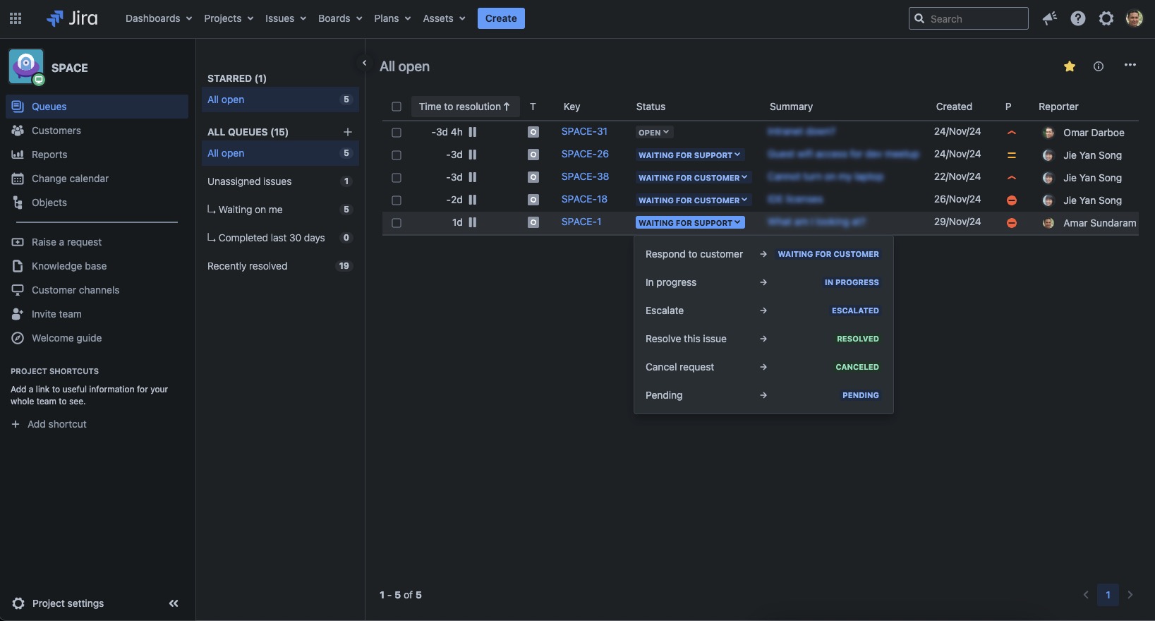 Dark theme in Jira Service Management 10.3