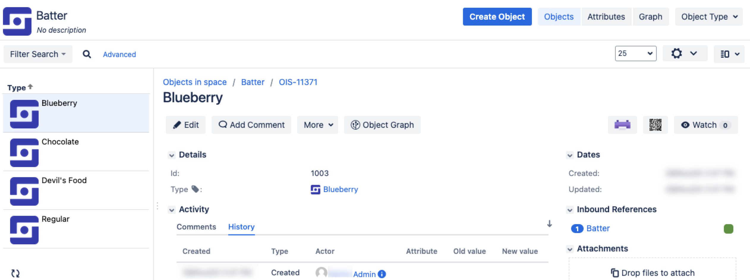 インポートされた JSON ファイルの設定例