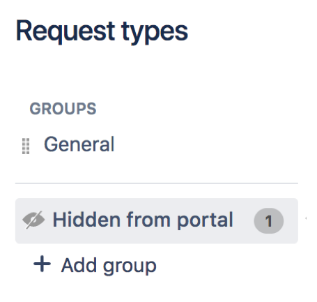 Sample groups (General) on the Request types page.