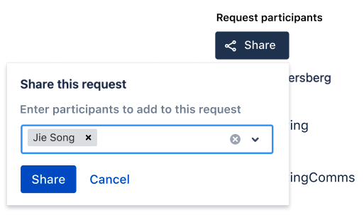 Customer sharing request with other customer
