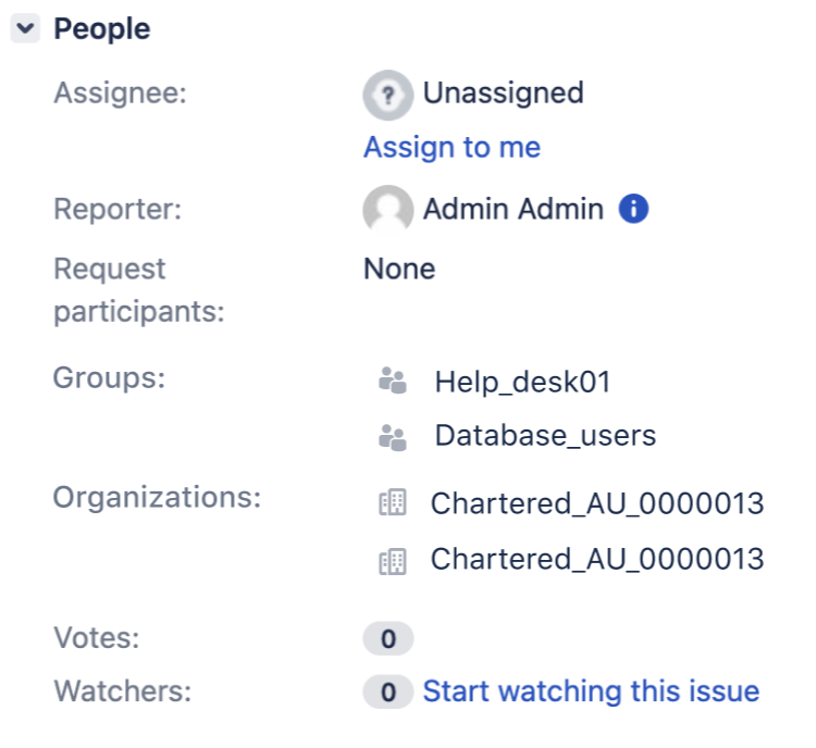 A list of request participants display below the Request participants field on the issue view