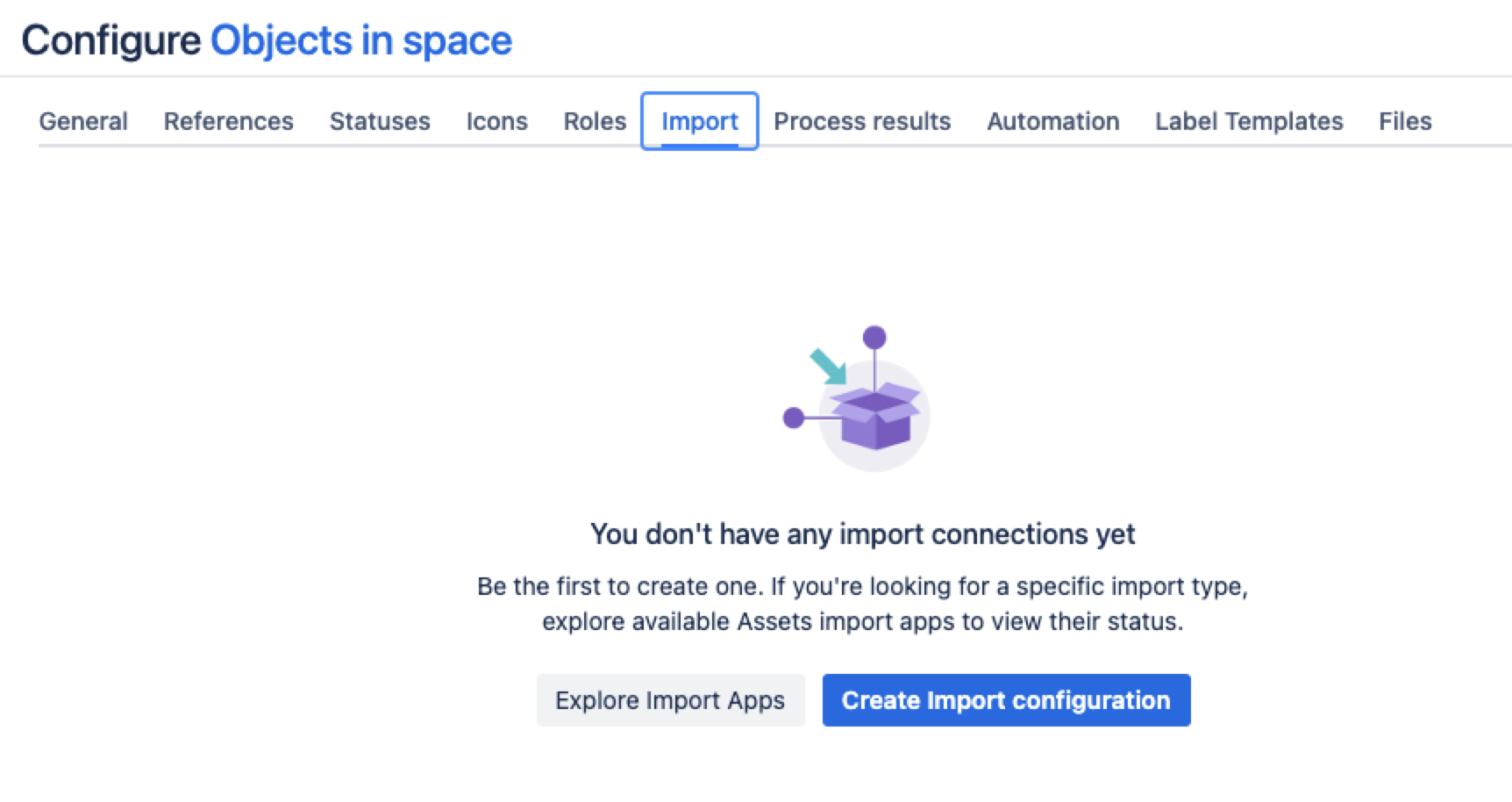 Create import configuration window