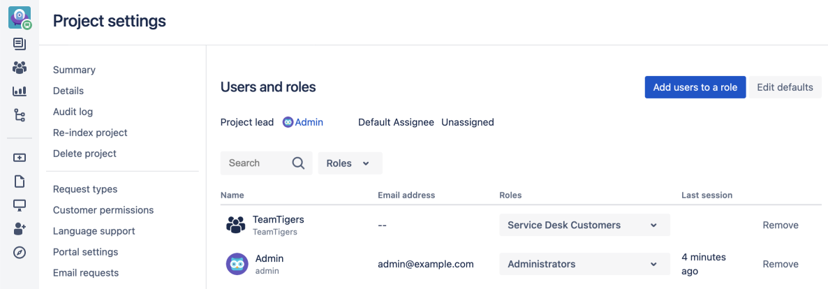Group added in the Users and roles page