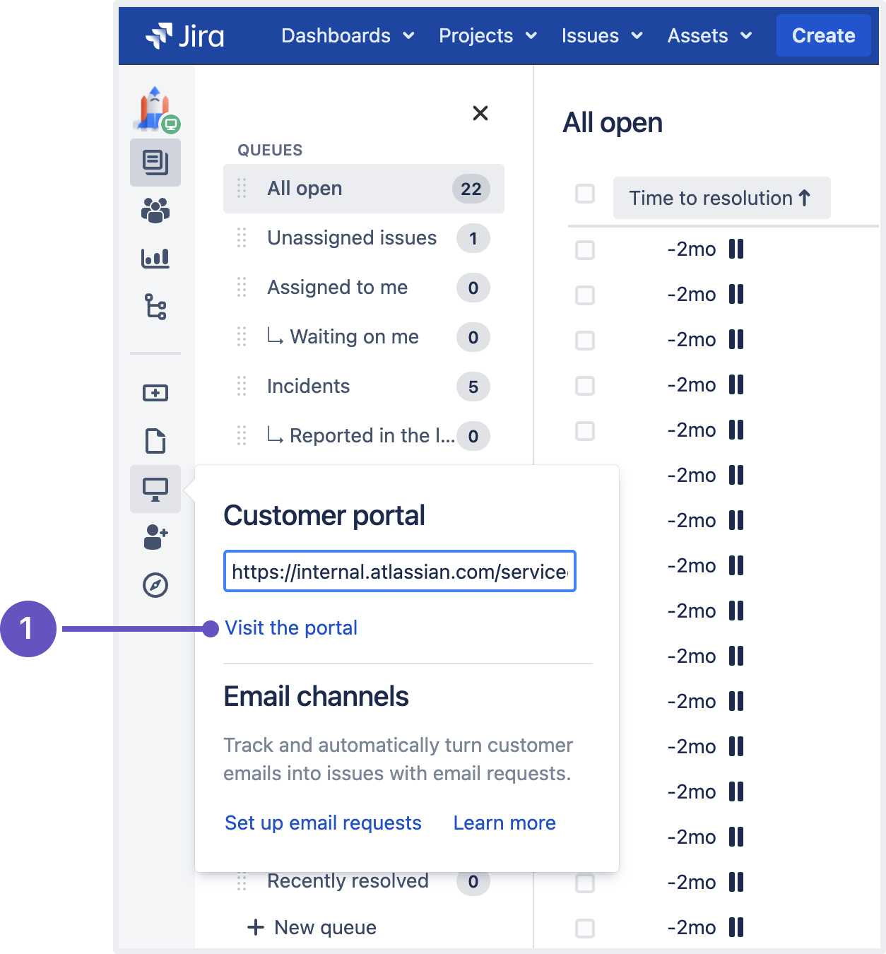 Visit the portal link in the Customer portal section