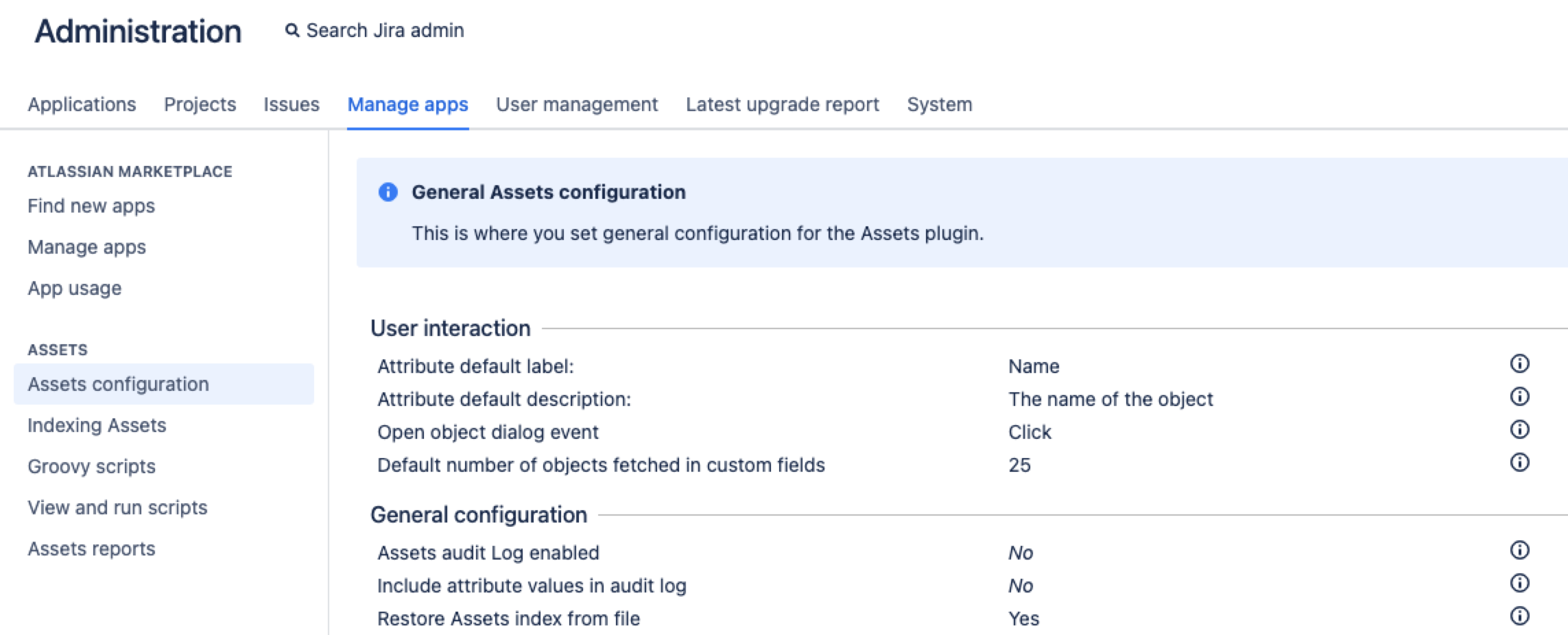 Assets configuration UI