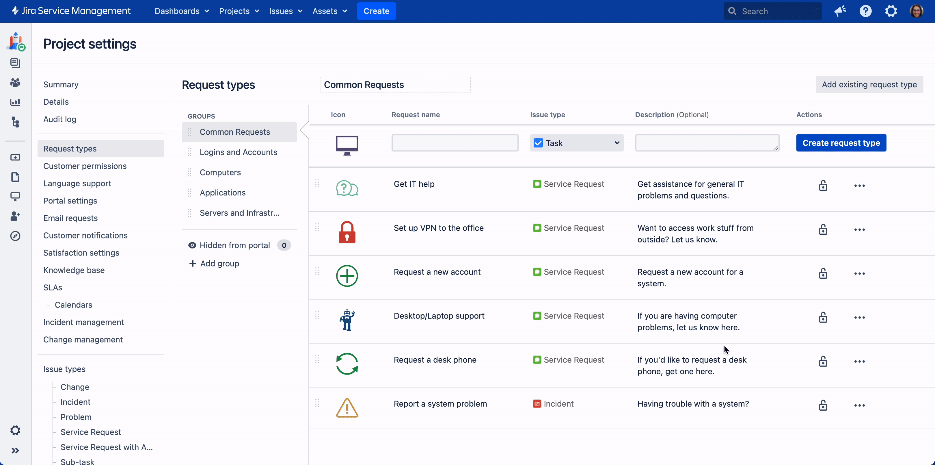 Restrictions applied to Request a new account request type