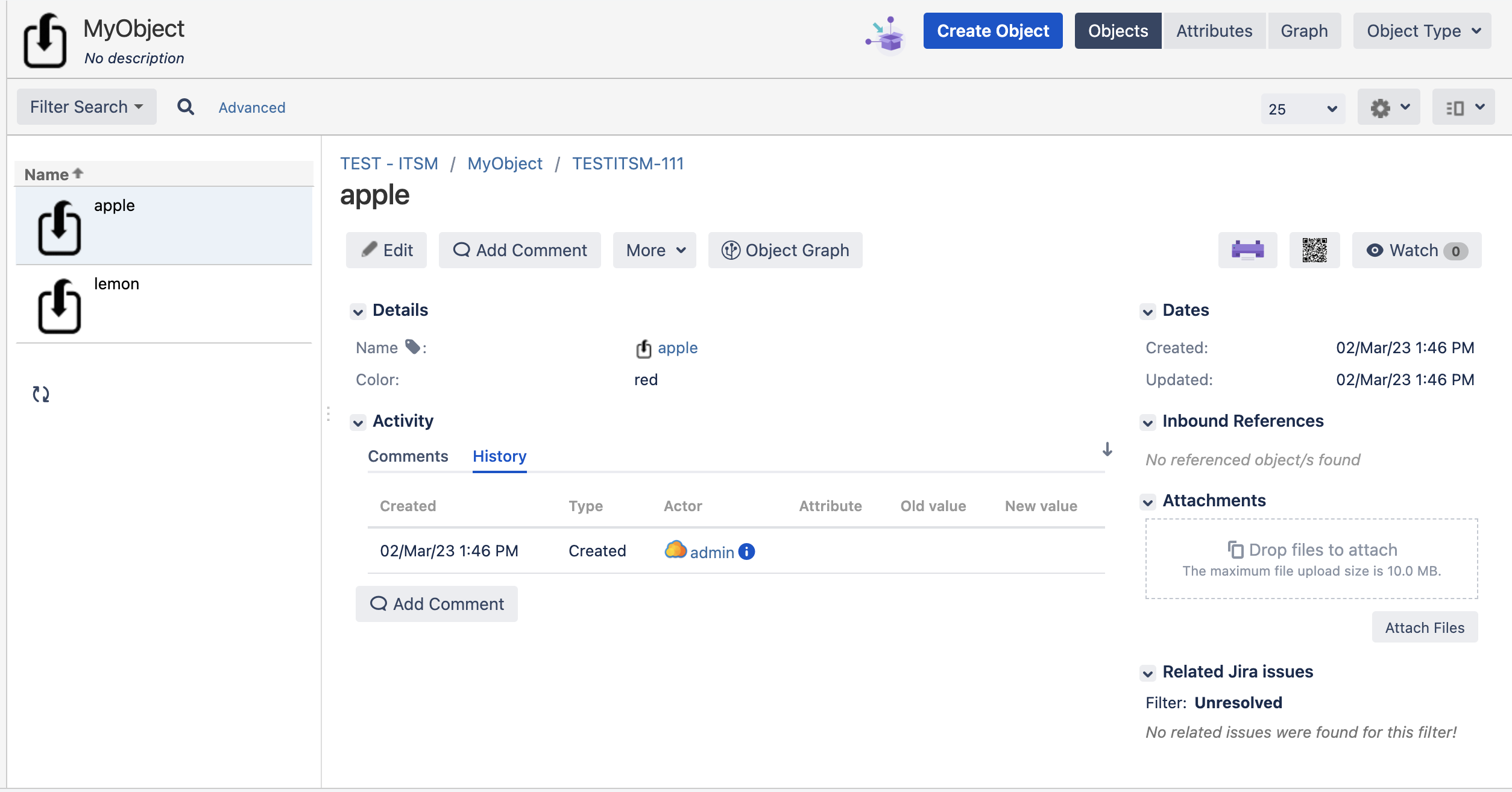 Database import example