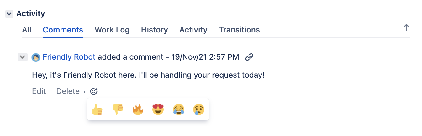 Comment reaction emojis Comment reaction emojis