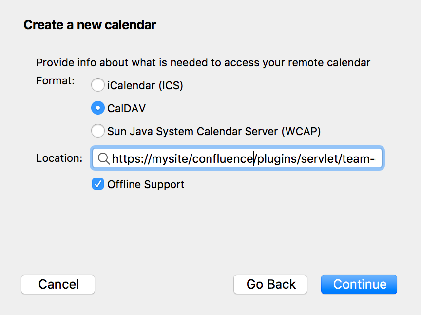 Subscribe to Team Calendars from Thunderbird Team Calendars Data