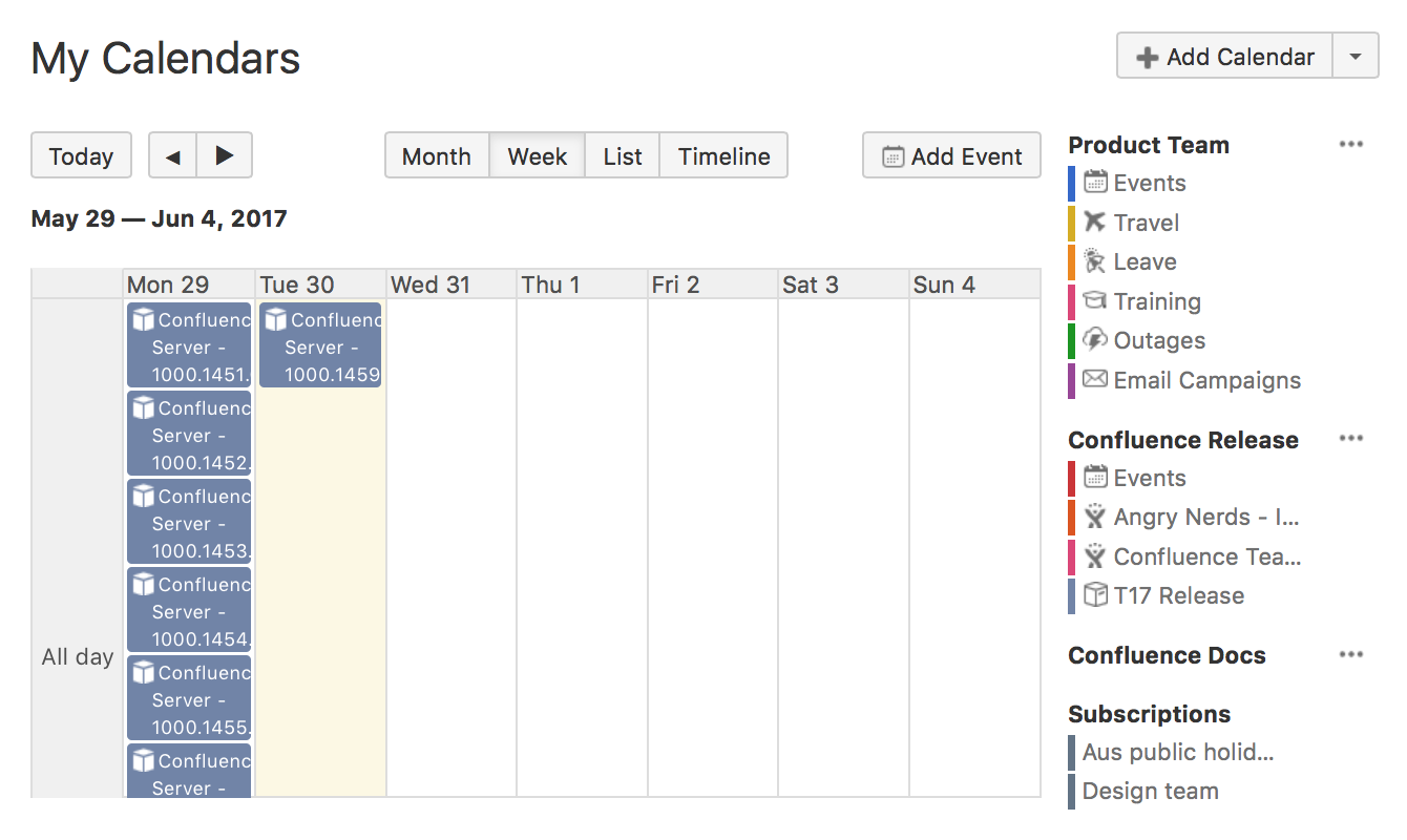 Team Calendars quick tour Atlassian Documentation